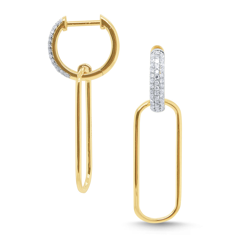14kt Gold Pave Diamond Link Earrings