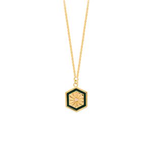 14kt Gold and Enamel Facet Medallion Necklace
