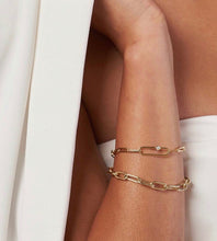 Load image into Gallery viewer, 14kt Gold Paper Clip Diamond Anchor Bracelet
