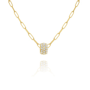 14kt Gold Diamond Barrel Necklace