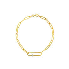 Load image into Gallery viewer, 14kt Gold Paper Clip Diamond Anchor Bracelet

