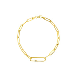 14kt Gold Paper Clip Diamond Anchor Bracelet