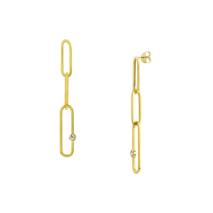 14kt Gold and Diamond Paper Clip Earrings