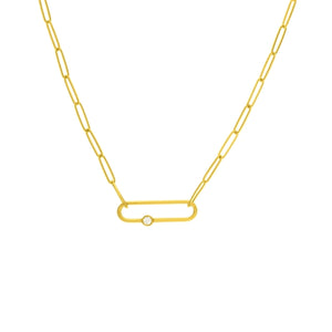 14kt Gold and Diamond Anchor Paper Clip Necklace