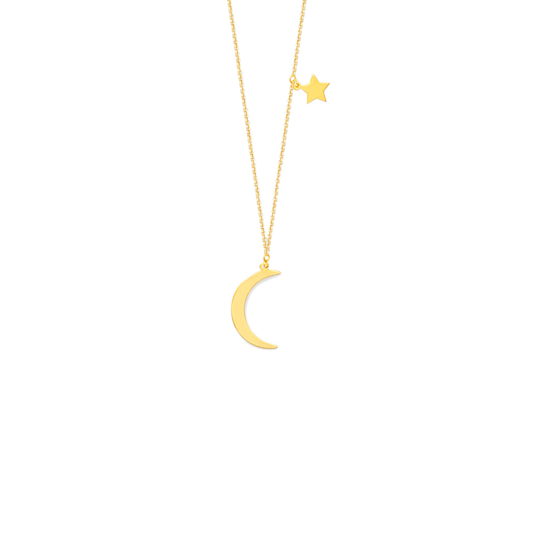 14kt Gold Under the Moon and Star Necklace